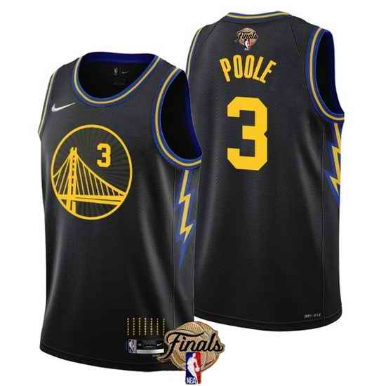 Men Golden State Warriors 3 Jordan Poole 2022 Black NBA Finals Stitched Jersey